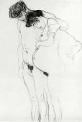 Studie till "Hoffnung I" (Hopp I) 1903-04 (krita på papper) (svartvitt foto)