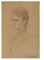 Studie till porträtt (Mrs Heymann), ca 1892 (blyerts med vit förhöjning på buffertpapper)