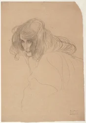Studie av en kvinnas huvud i trekvartsprofil Study for Unchastity in the Beethoven Frieze, c.1901-1902