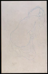 Kvinna som lutar åt höger med långt hår, ca 1910-11