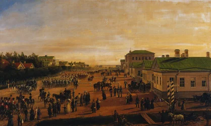 Tsar Nicholas återvänder från en militärparad i Krasnoe Selo, 1848