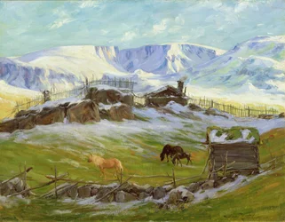 Morgonsol över berget, Vaga (olja på duk)