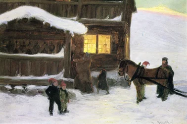 Gästerna anländer (färg litho)