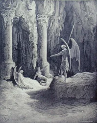 Satan vid helvetets portar, från bok II av 
