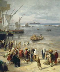 Jaffa, Rekrytering av turkiska soldater i Palestina, 1888 (höger detalj av 226323)
