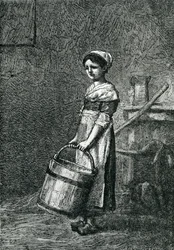 Cosette bär en hink, illustration från "Les Miserables" av Victor Hugo