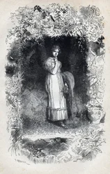 Porträtt av förälskad Fantine av Tholomyes - Illustration av Gustave Brion (1824-1877) för "The Miserables - First part: Fantine" av Victor Hugo (1802-1885) 1862