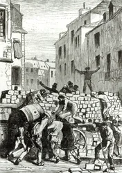 Barrikaden, illustration från "Les Miserables" av Victor Hugo (1802-85)