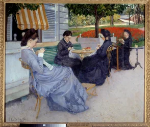 Landsporträtt (sömnad kvinnor). Målning av Gustave Caillebotte (1848-1894)