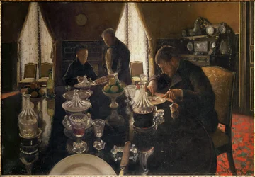 Diner - Middag på rue Miromesnil, familjen Caillebottes hem (olja på duk)