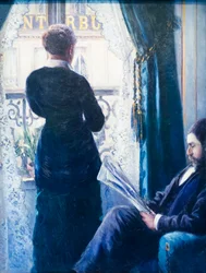 Interiör, kvinna vid fönstret, ca. 1880 (olja på duk)