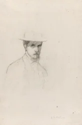 Självporträtt med hatt, ca 1879 (grafit på strukturerat papper)