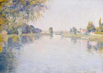 Utsikt över Seine och Argenteuils strand, mot Pont de