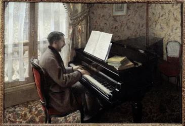 Ung man spelar piano. Målning av Gustave Caillebotte (1848-1894)