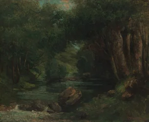 En bäck i skogen, ca. 1868-77.