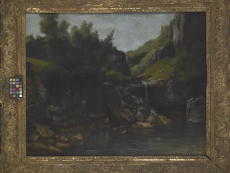 Cascade In A Rocky Landscape (olja på duk)
