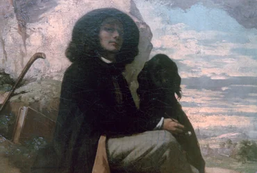 Courbet med sin svarta hund, 1842