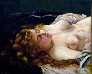 "Sovande ung rödhårig" Målning av Gustave Courbet (1819-1877)