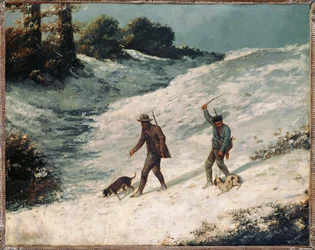 Tjuvskyttar i snön (målning på duk)