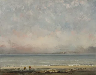 Stranden i Trouville, ca 1865.