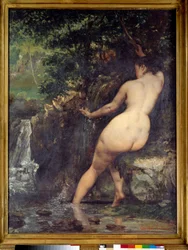 Källan eller badande kvinna vid källan, målning av Gustave Courbet (1819-1877), 1868, 1,28 x 0,97 m, Paris, Musée d