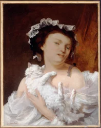 Kvinna med en katt, 1864