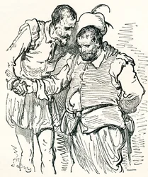 Efter en originalteckning av Gustave Dore av Don Quijote och Sancho Panza. Ur Gustave Dores liv och minnen, publicerad 1885.