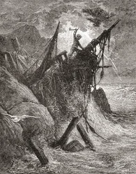 Efter ett originalverk av Gustave Dore till boken The Toilers of the Sea av Victor Hugo. Från Life and Reminiscences of Gustave Dore, publicerad 1885.