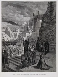 Artaxerxes ger judarna i Persien frihet, Illustration från Dore-bibeln