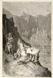 Balin Slays Sir Lanceor, från Stories of the Days of King Arthur av Charles Henry Hanson, pub.1898