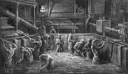 Brewers at Work, från "London, en pilgrimsfärd", skriven av William Blanchard Jerrold (1826-84) och graverad av J. Huyot, pub. 1872