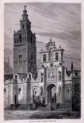 Kyrkan Giralda a sevilla av Dore, "" Tour du Monde"" 2:a sem. 1866.