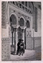 Detalj av arkaden i Alcazar i Sevilla - av Doré, i "" Tour du Monde", 2:a sem. 1866.