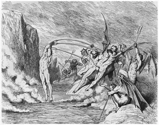 Djävlar, illustration ur ”Den gudomliga komedin” (Inferno) av Dante Alighieri (1265-1321), Paris, utgiven 1885