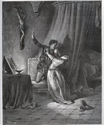 Don Fernand förklarar sin låga för Dorothee - från "Don Quixote de la Mancha" av Miguel Cervantes