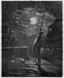 Don Quijote av Miguel de Cervantes (1547-1616) illustrerad av Gustave Dore (1832-1883) - Gravyr i "" The Illustrous Journal""