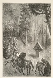 Escorting Guenever från Cameliard, från Stories of the Days of King Arthur av Charles Henry Hanson, pub.1898