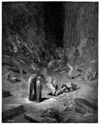 Helvetet: staden Dis, romersk gud över underjorden, 1863