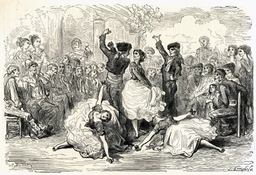 Illsutration till "Voyage en Espagne" skriven av Charles Davillier publicerad 1866 (gravyr)
