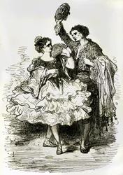 Illsutration till "Voyage en Espagne" skriven av Charles Davillier publicerad 1866 (gravyr)
