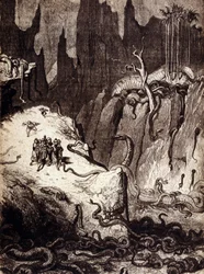 Illustration till "Berättelserna från 1001 natt" (berättelserna ur Tusen och en natt): Sjöfararen Sinbad (Sindbad). 1800-talet.