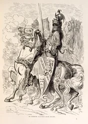 Illustration av Roland på hästryggen. ur La legende de Croque-Mitaine.