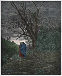 Inferno, sång 1: Varginnan visar sig, illustration ur Den gudomliga komedin av Dante Alighieri, 1885