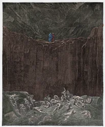 Inferno, sång 29: Förfalskarna plågade i dalen, illustration ur «Den gudomliga komedin» av Dante Alighieri, 1885