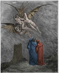 Inferno, sång 9: De fasansfulla erinyerna: Megaera, Tisifone, Alecto