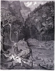 Jag såg i Amerika... planka XI - Illustration av Gustave Dore (1832-1883), för La legende du Jeif wandering av Pierre Dupont, upplaga Librairie du Magasin Picturesque, Paris 1862