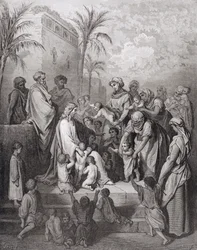 Jesus välsignar barnen, graverad av Stephane Pannemaker (1847-1930) c.1868