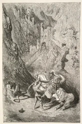 På väg till det gröna kapellet, från Stories of the Days of King Arthur av Charles Henry Hanson, pub.1898