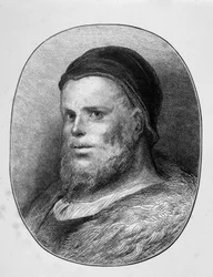 Porträtt av Rabelais young - gravyr, av Gustave Dore