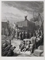 Återuppbyggnad av templet i Jerusalem, illustration från Dore-bibeln